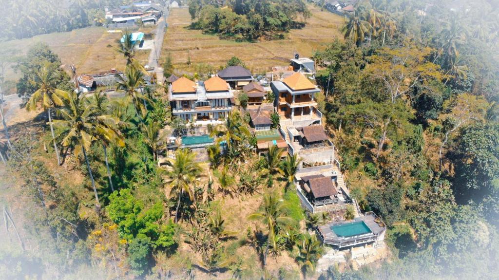 乌布Doni House &amp; Villas的岛屿上房屋的空中景观