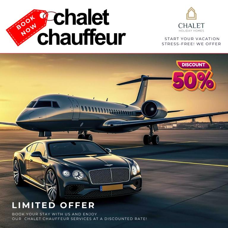 迪拜Luxury Studio, 29 Boulevard near Burj Khalifa Downtown - Chalet Homes的飞机旁的汽车海报