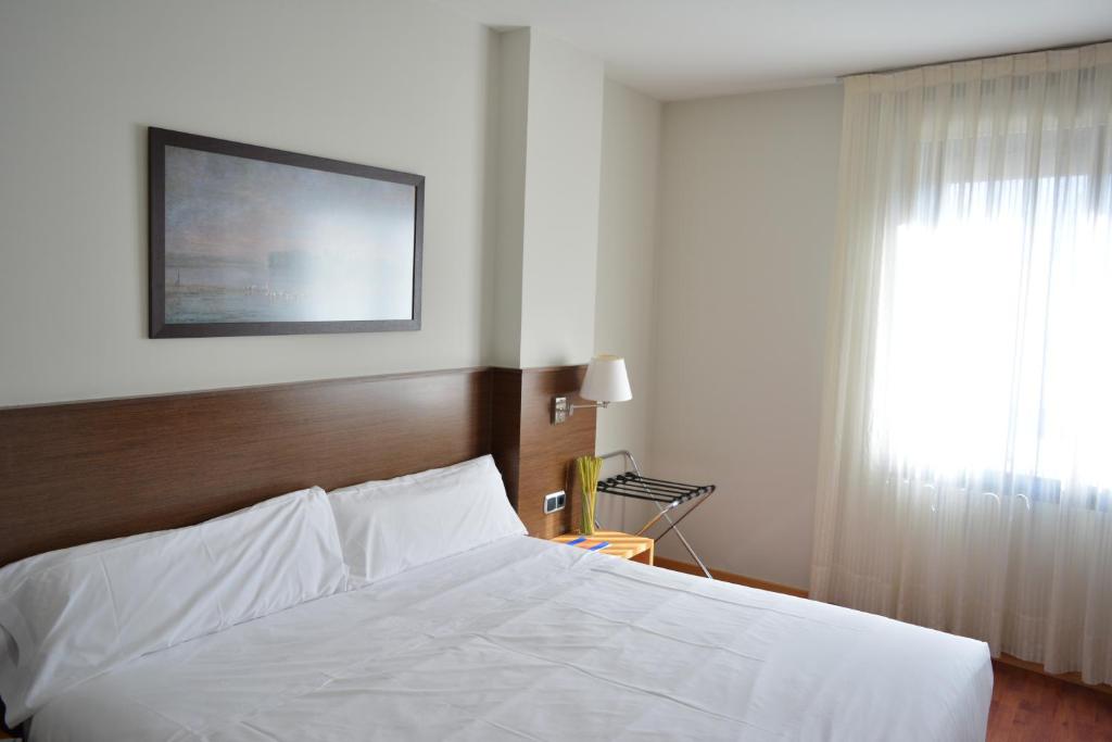 帕伦西亚国会宫酒店的卧室配有白色的床和窗户。