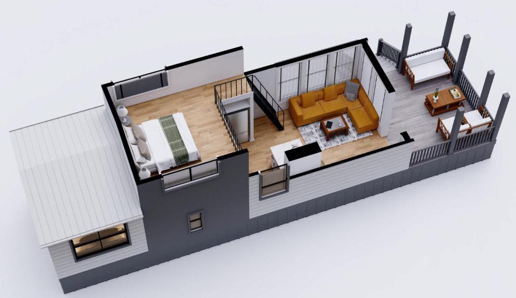 Farmhouse Tiny home with fishing Pond - Oak Cabin的休息区
