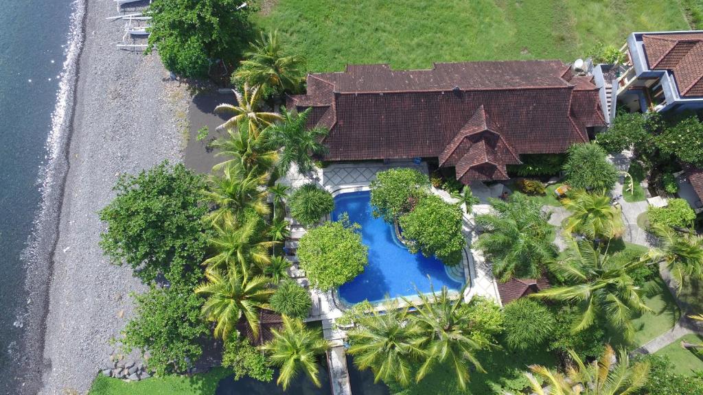 艾湄湾艾莉亚艾湄湾海滩度假村和潜水中心 的享有带游泳池的别墅的顶部景致