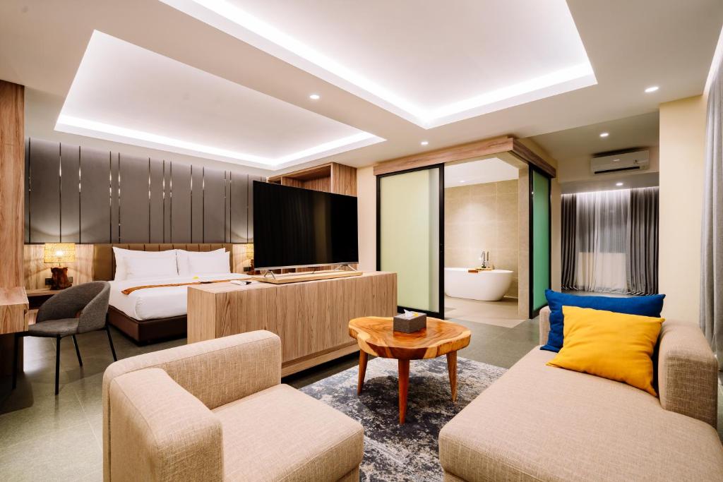 Big Dragon Villas Ubud的休息区