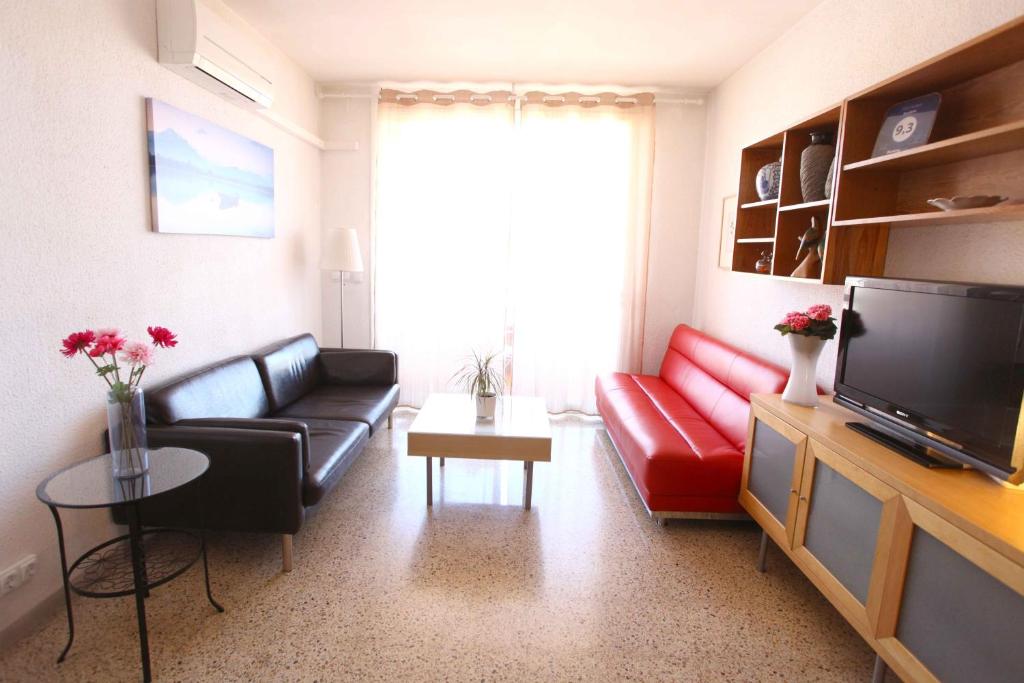巴塞罗那博德塔公寓的带沙发和电视的客厅