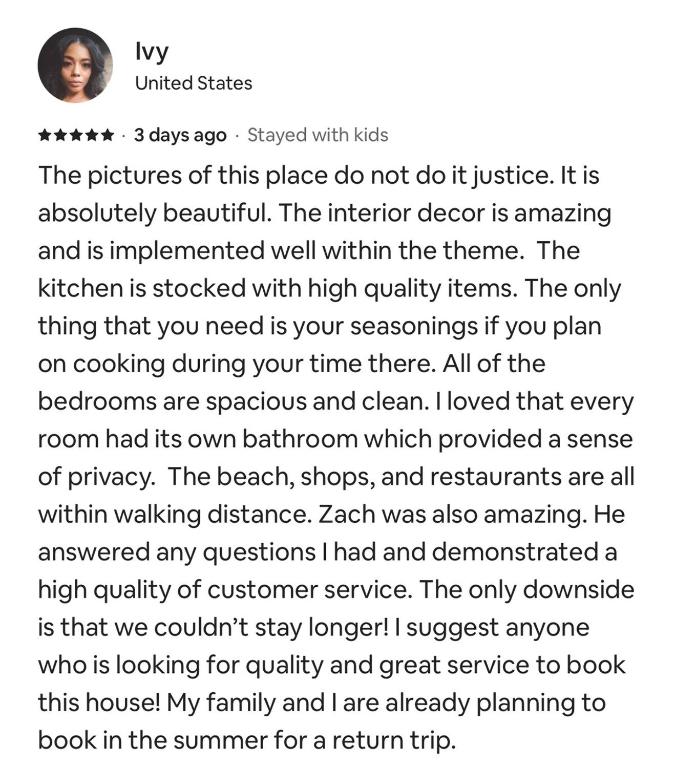 格尔夫海岸The Hangout House Relaxed 4BR Luxury, 3 King Suites, Walk to Beach, Pet Friendly的女性短信的截图