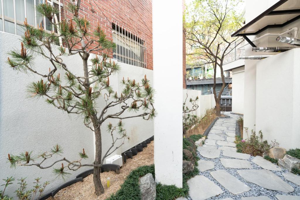 Boro Hanok Hostel in Myeongdong外面的花园