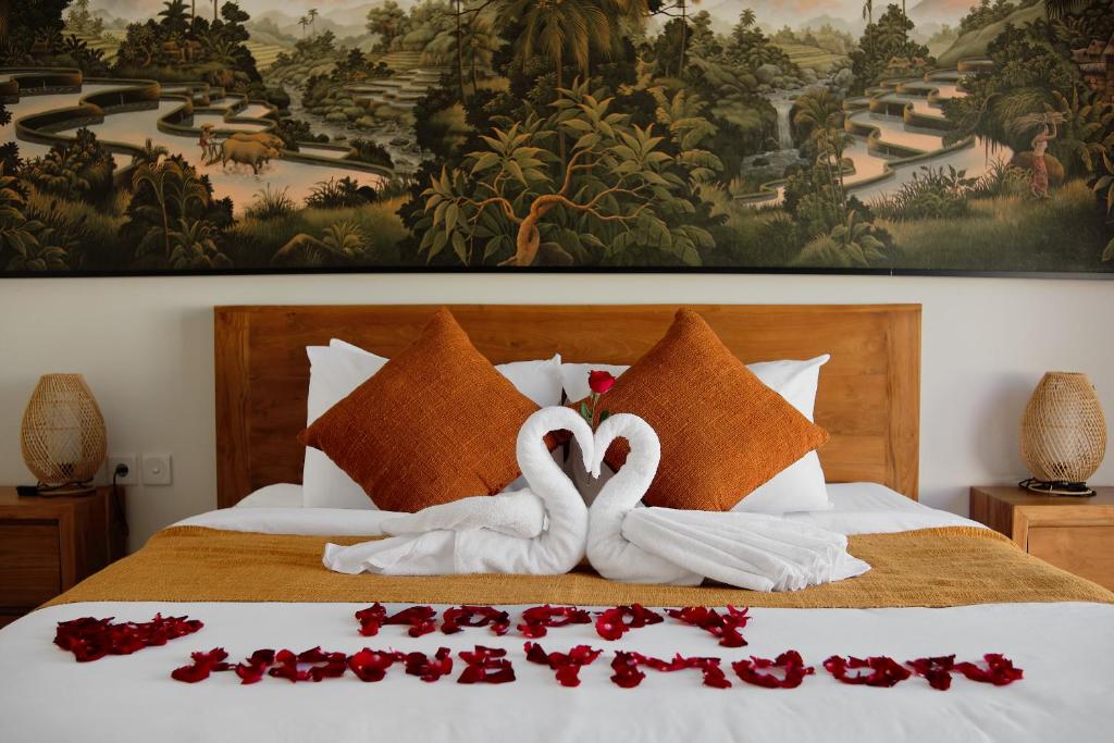 Luxury Nanda villa Ubud客房内的一张或多张床位