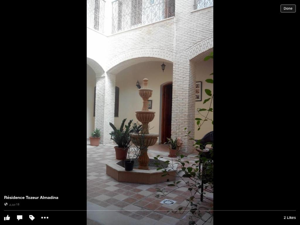 托泽尔托兹尔艾玛蒂娜酒店的建筑中种有盆栽植物的庭院