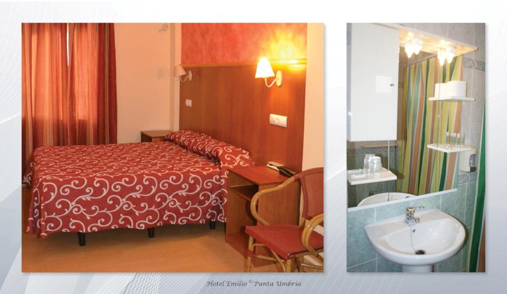 蓬塔翁布里亚埃米利奥酒店的酒店客房设有床和水槽