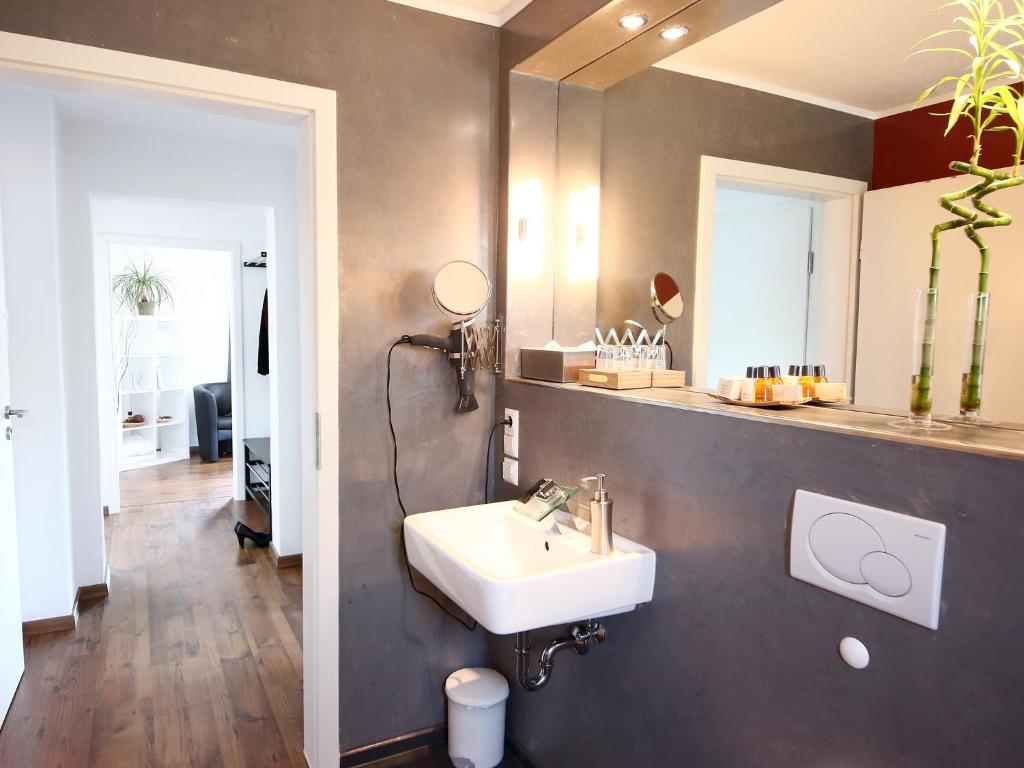 特劳恩施泰因TS公寓的一间带水槽和镜子的浴室