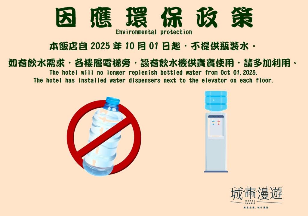 台中市城市漫游行旅的带有一瓶水和禁止饮酒标志的标志