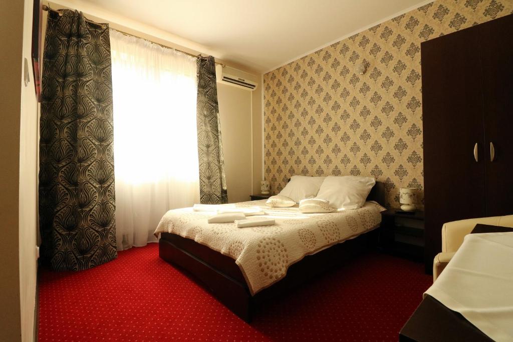 马佐夫舍地区新庄园莫德林安娜机场家庭式酒店的一间小卧室,配有床和窗户