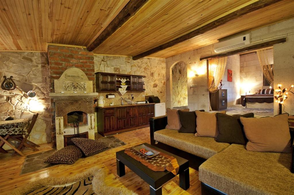 阿瓦诺斯阿达诺斯科努克埃维酒店的带沙发和壁炉的客厅