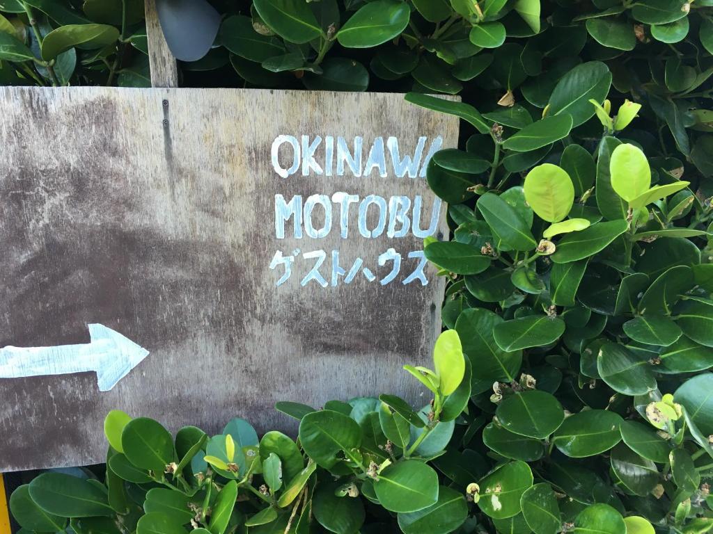 本部冲绳本部町旅馆的读入冲绳花心木的标志