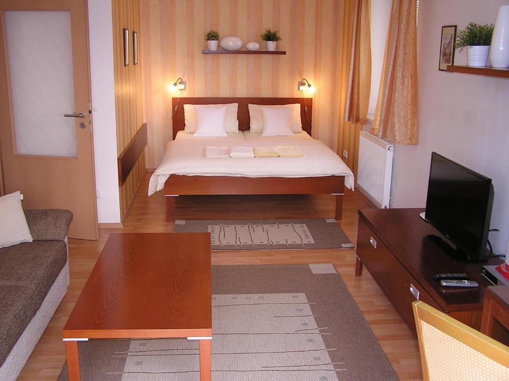 赫拉德茨 - 克拉洛韦恭达公寓的小房间设有床和沙发