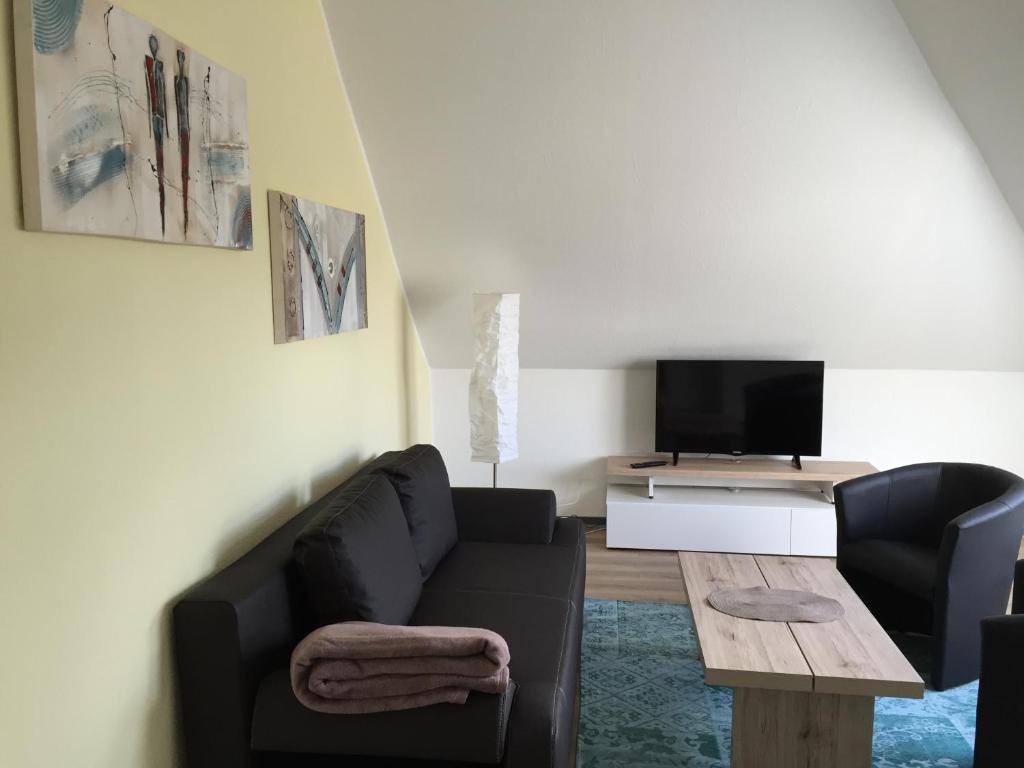 卡斯特罗普-劳克塞尔Apartment 1G的带沙发和电视的客厅