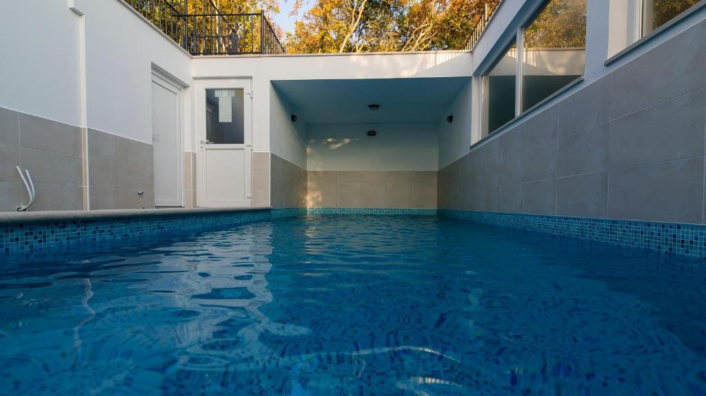 奈维斯Guest house Lavanda 2的一座室内蓝色海水游泳池