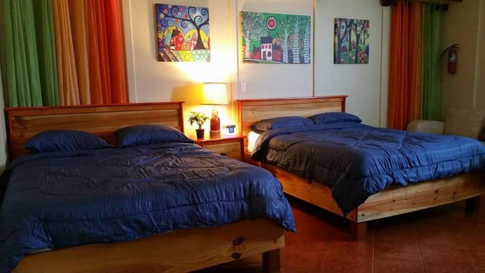 克布拉迪亚斯家庭旅馆的两张睡床彼此相邻,位于一个房间里