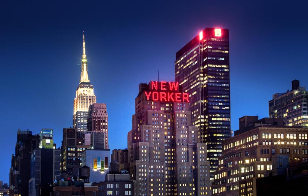 纽约纽约客温德姆酒店的夜晚欣赏纽约新城的景色