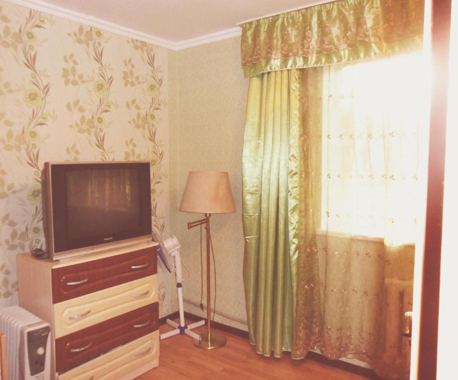 Krasnoye PoleАхметова 10的一间带电视和窗户的客厅