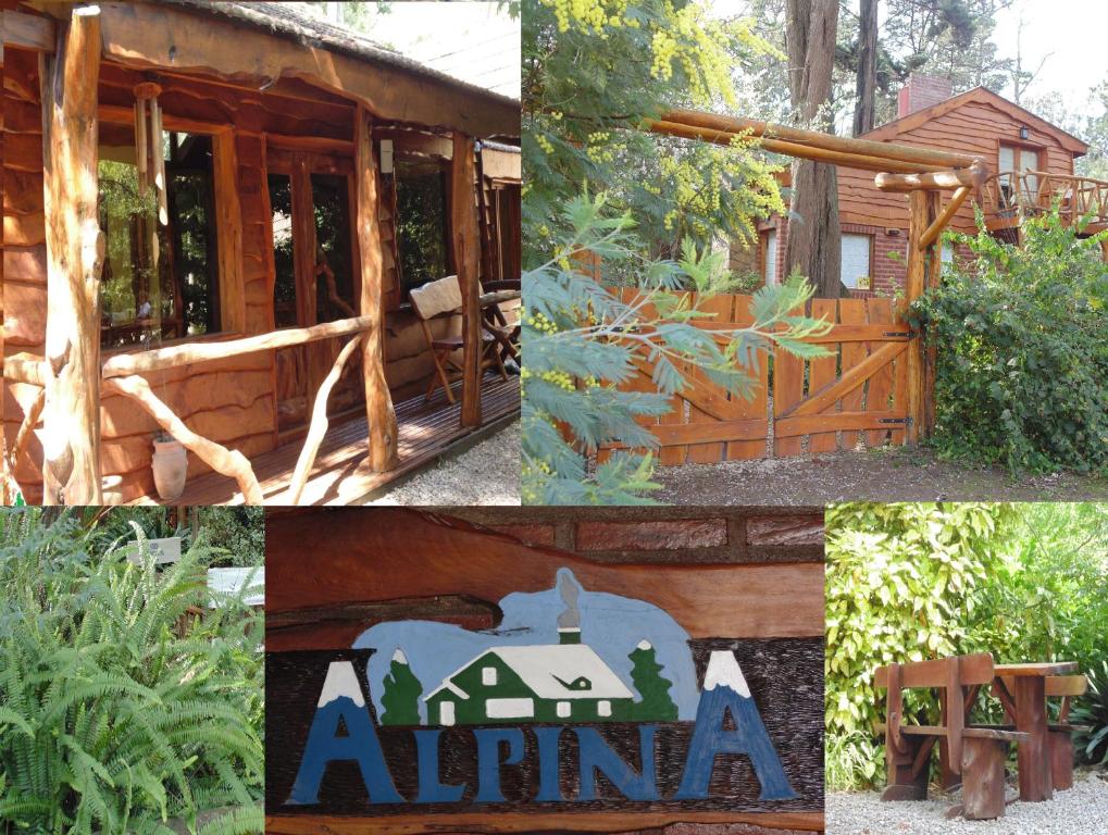 马德普拉塔高山度假屋的照片与小屋和标志相拼合