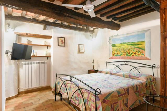 拉波拉诺泰尔梅Armaiolo Relax的一间卧室配有一张床和一台电视。