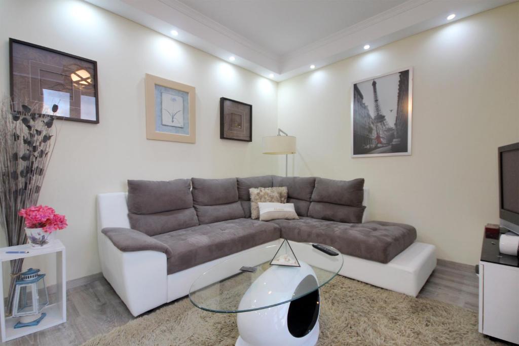 丰沙尔America Apartment by HR Madeira的带沙发和电视的客厅