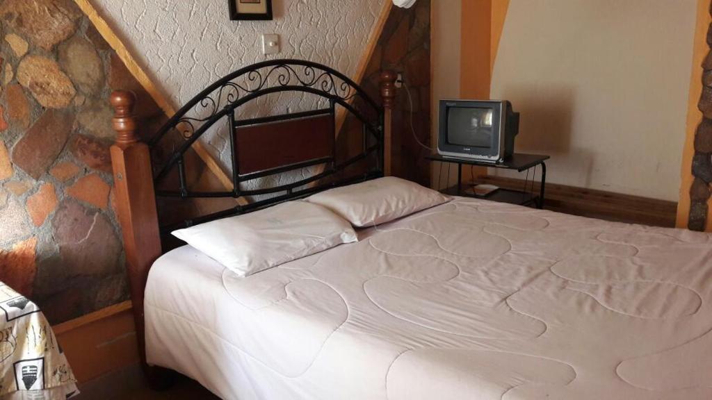 纳库鲁Marlin Guest Resort的一间卧室配有一张床和电视