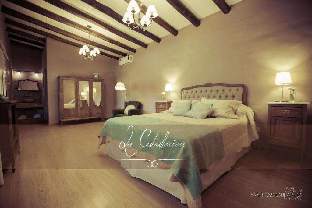 圣拉斐尔La Caballeriza Posada Boutique的一间卧室,卧室内配有一张大床
