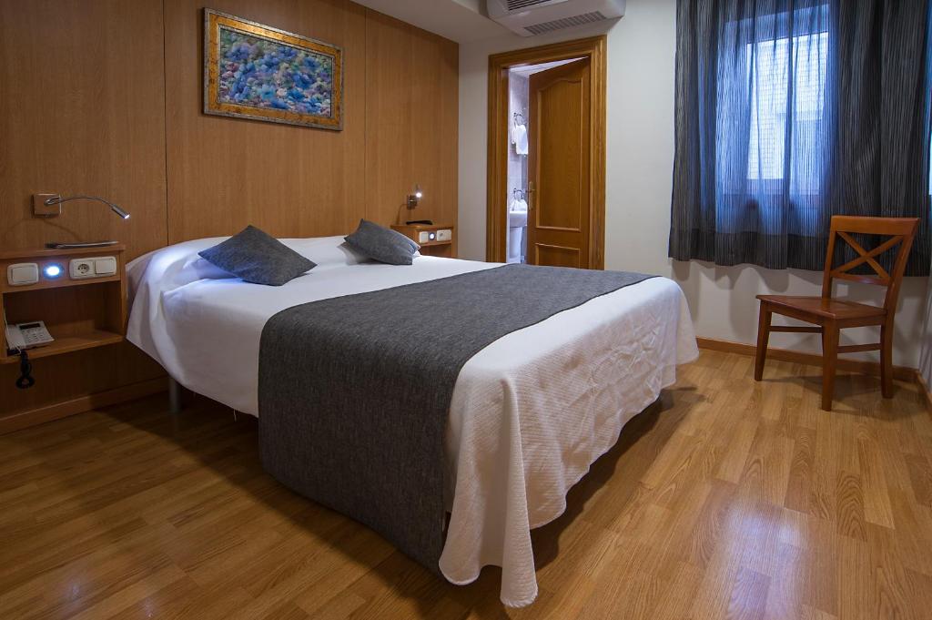诺艾恩Iraipe Izaga Hostal的酒店客房带一张大床和一把椅子