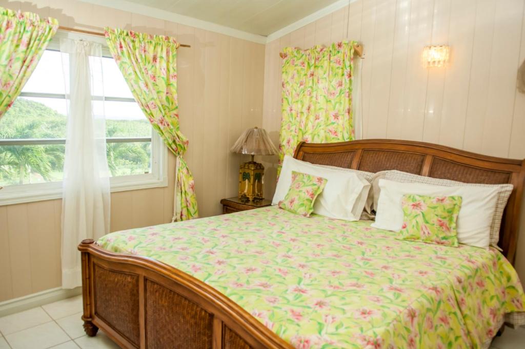 Curtain Bluff南岸地平线酒店的一间卧室设有一张床和一个窗口