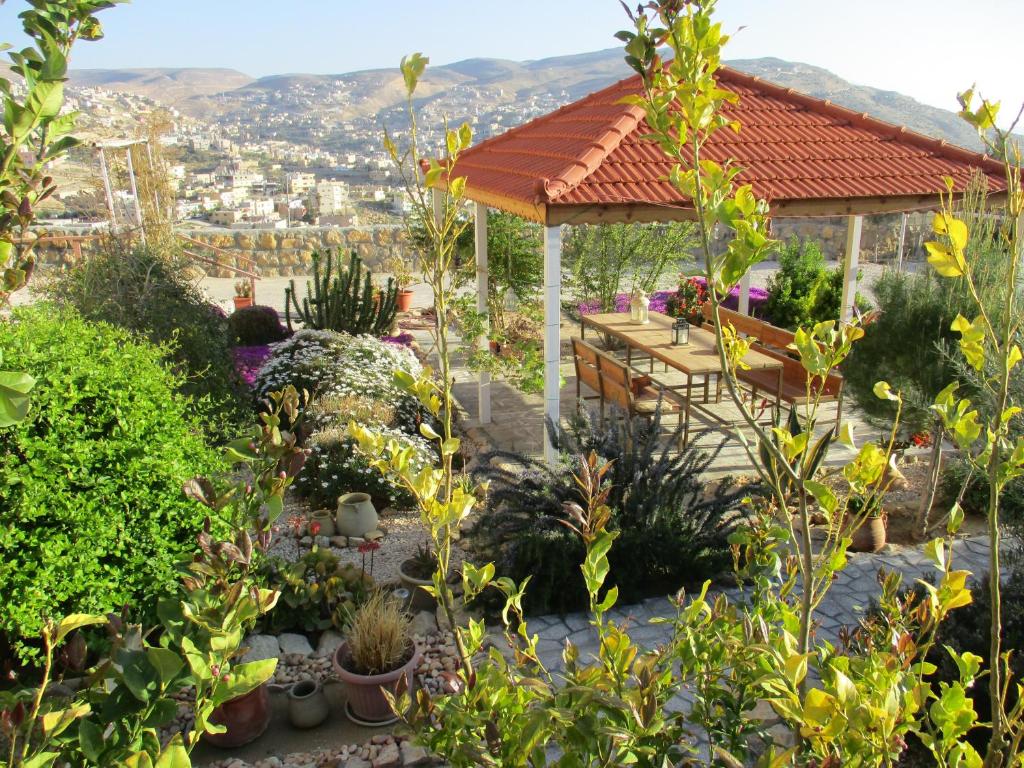 瓦迪穆萨Petra Bed & Breakfast的花园享有城市美景