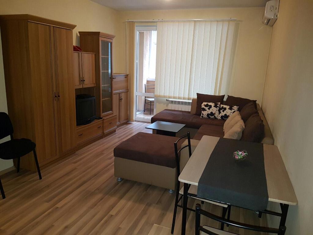 索非亚Pirotska Apartment GN / FREE GARAGE的客厅配有沙发和桌子