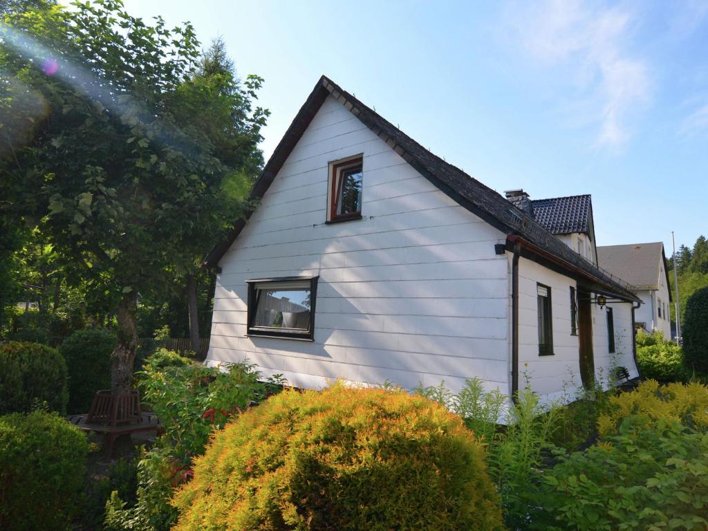 RamsbeckHoliday home in Ramsbeck with garden的花园中带窗户的白色房屋