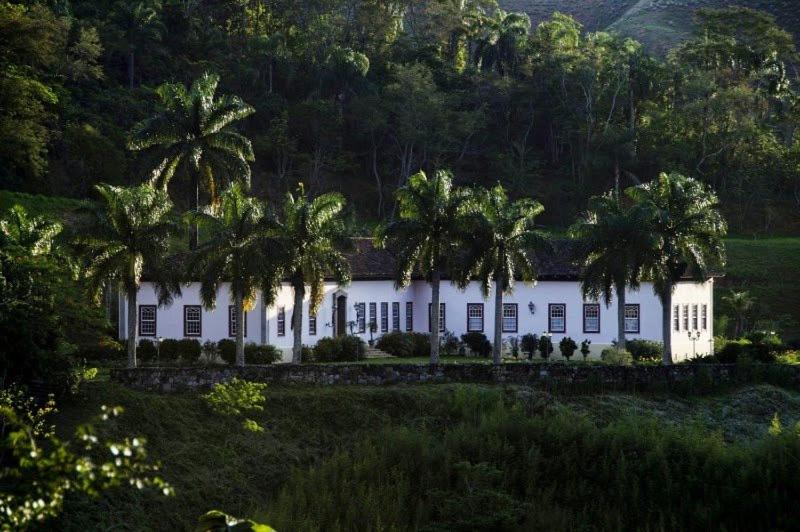 瓦索拉斯大瀑布农家旅馆的一片种有棕榈树的白色房子