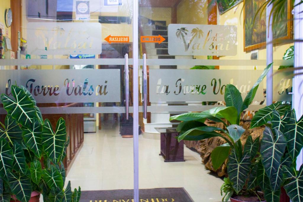 马尔多纳多港La Torre Valsai的一间商店的窗户,里面装有植物