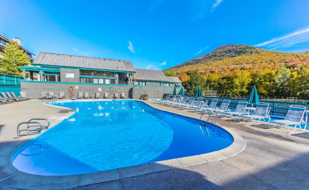 林肯卢恩山VRI度假酒店的一个带椅子的大型游泳池