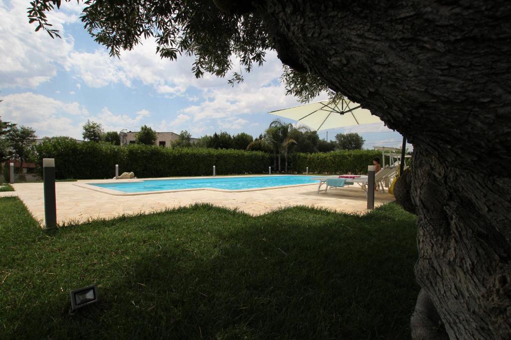莫诺波利Apulia Bianca的庭院中间的游泳池