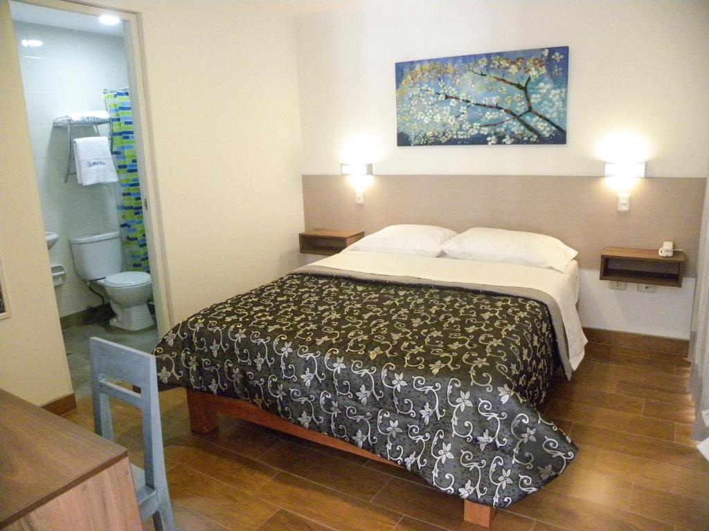 塔克纳Nice Inn Tacna的一间酒店客房 - 带一张床和一间浴室