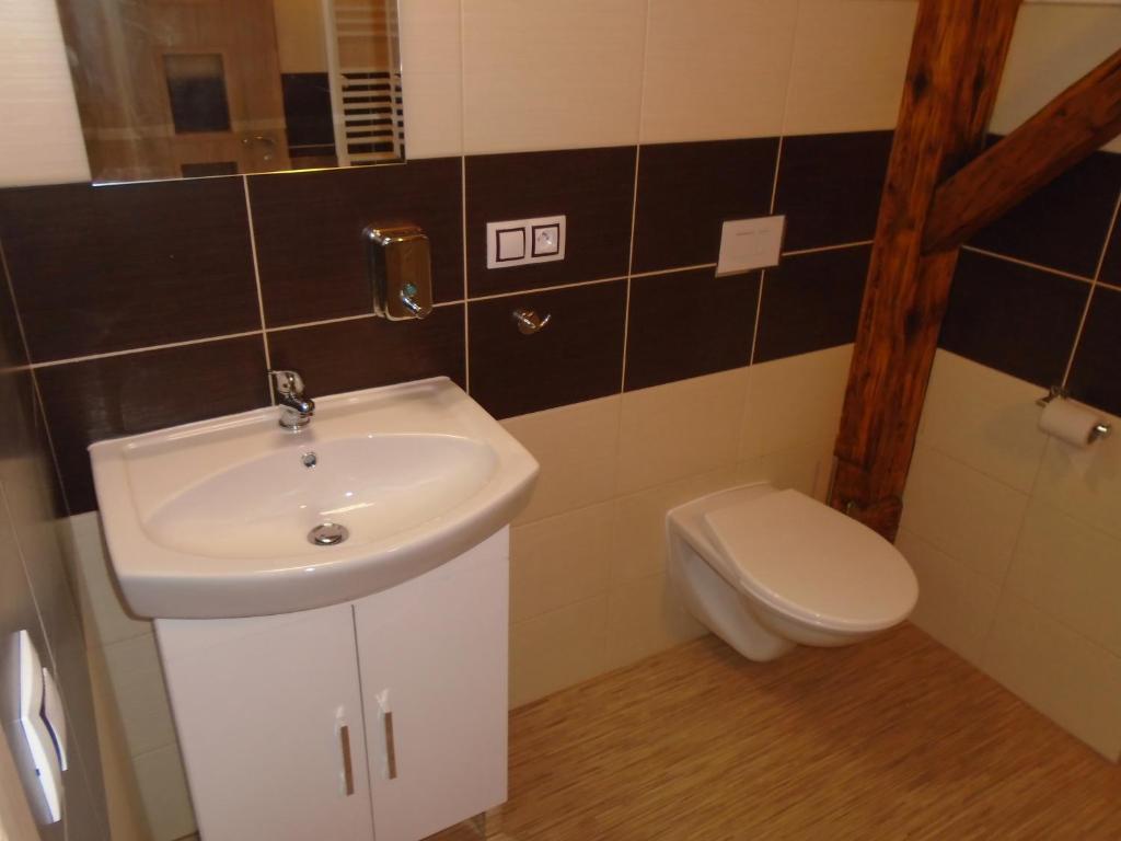 顺佩尔克皮特卡宾馆的一间带水槽和卫生间的浴室
