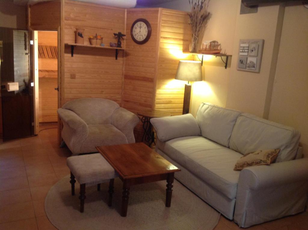 布莱德Apartma Vintgar的客厅配有沙发、椅子和桌子