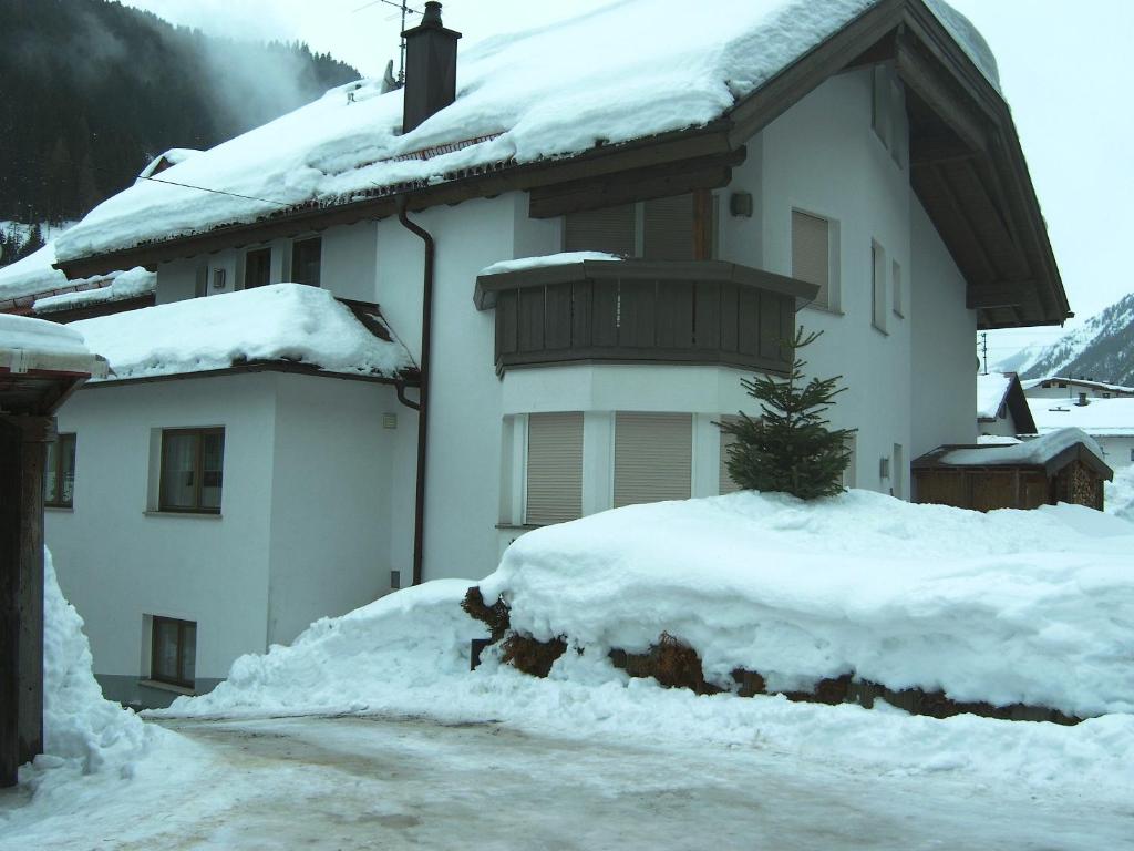 弗利尔施多尔夫施米德旅馆的前面的雪覆盖的房子