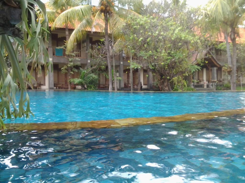 罗威那娜湾海滨别墅酒店的度假村前的游泳池