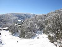 福尔斯克里克福尔斯克里特乡村俱乐部酒店的一群人沿着雪覆盖的山滑雪