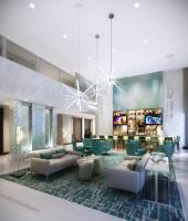 迈阿密Wyndham Garden Miami International Airport的酒店大堂的 ⁇ 染