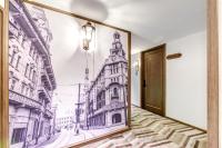 天津Happy Dragon City Culture Hotel-Tianjin Draum Tower &amp; Dayuecheng shopping mall的带有建筑物图纸的走廊