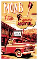 摩押Apache Motel的停在汽车旅馆前的旧广告