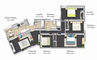 M&amp;K Home with central air condition, 4 bedrooms, by Chartwell Shopping Centre平面图