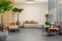 圣保罗Sooz Hotel Collection的客厅配有沙发、椅子和植物