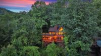 加特林堡Family Chalet With Sauna, HotTub, Heavenly Views! Mins to Downtown!的树中间的房子