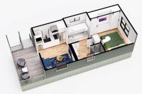 加特林堡Creekside Modern Tiny Home - Firepit - Racoon Cabin的房屋平面图的 ⁇ 染
